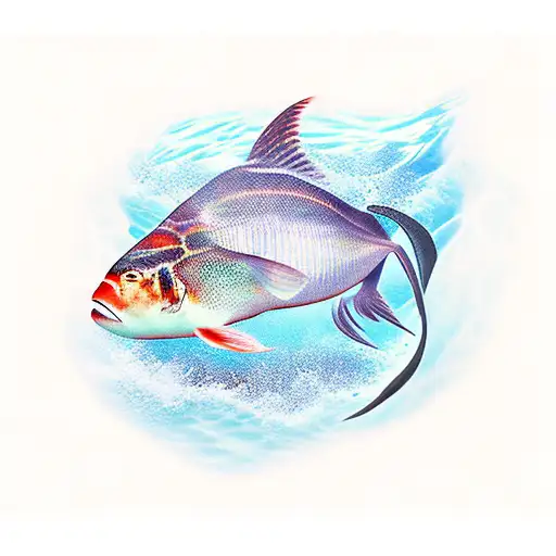 A Tattoo Of A Majestic Underwater Scene With Ocean Animals And Plants