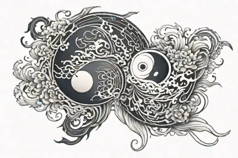 Japanese Ying Yang Symbol Intertwined