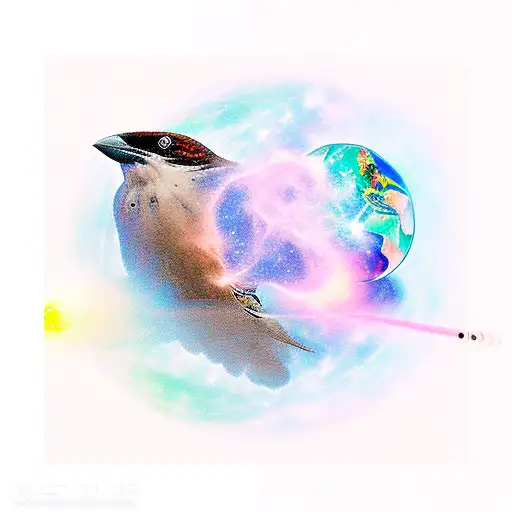 Astronaut And Bird In Galaxy