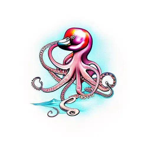 Flamingo With Octopus