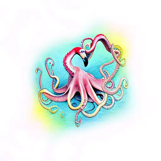 Flamingo With Octopus