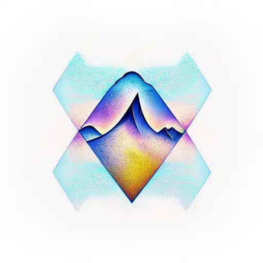 Mountains That Look Like Waves With A True North Symbol In The Sky