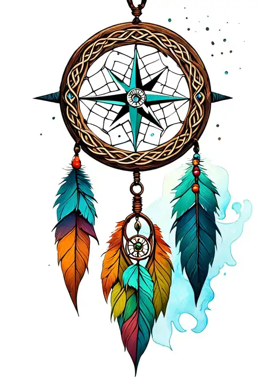 Compass Celtic Design Dreamcatcher Intertwined