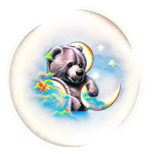 Teddy On A Crescent Moon