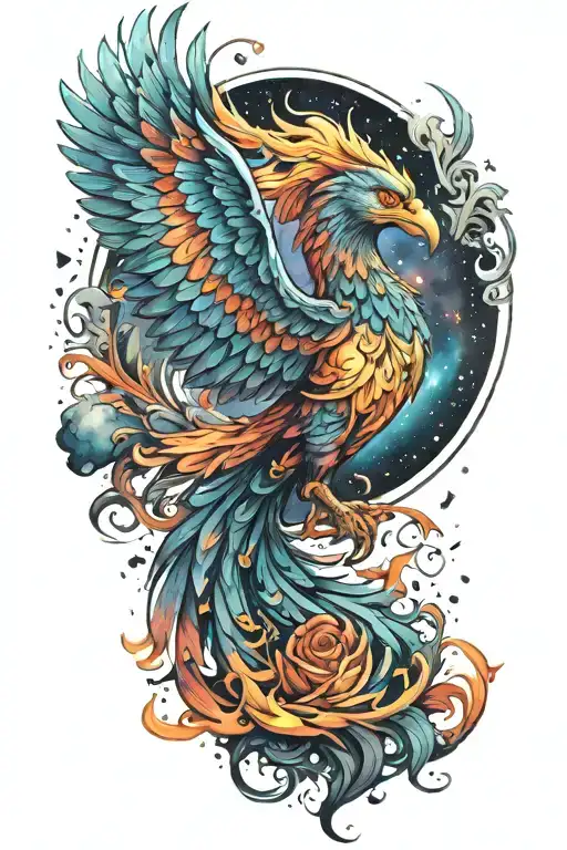 Space Galaxy Sleeve Colorful Majestic Phoenix Rising