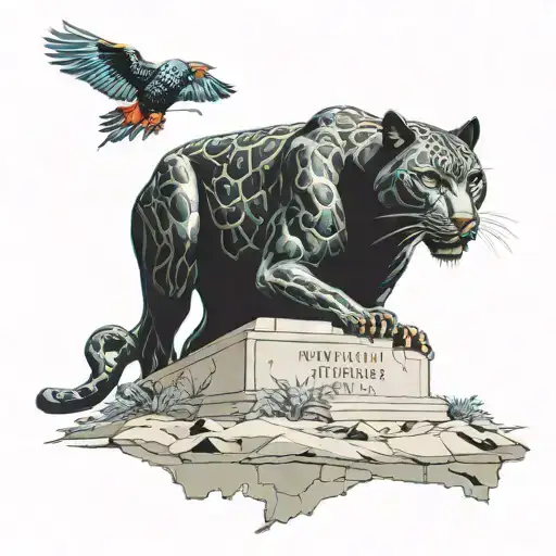 Black Panther Guarding A Fallen Soldier Memorial