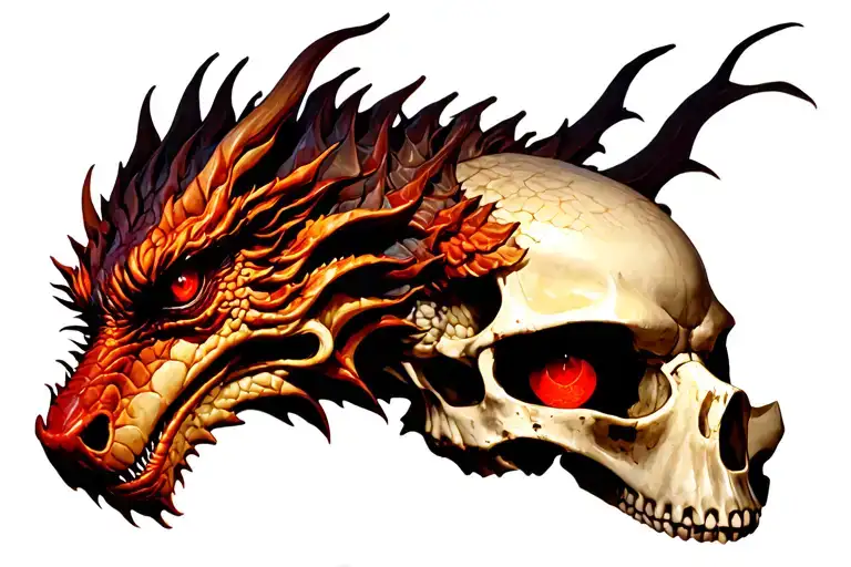 Dragon And Scull Red Eyes