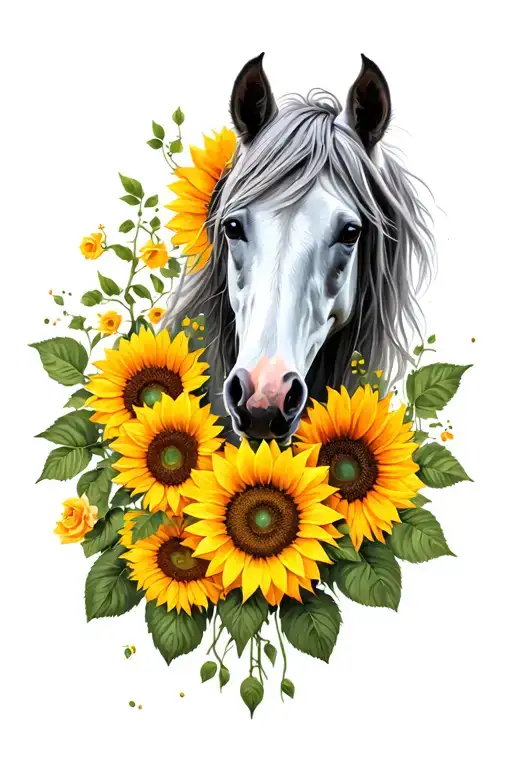 Horse Dog Sunflowers Roses Forarm Vine