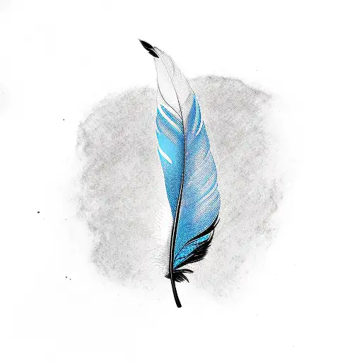 Black And White And Blue Feather
