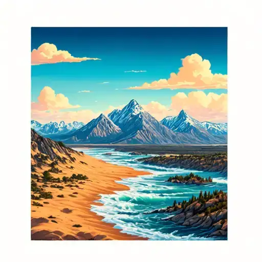 Maine Arizona Alberta Rockies Ocean Desert Scene Intertwined Symbolic