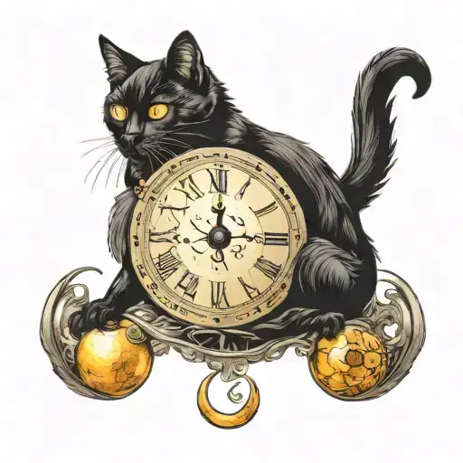 Black Cat And A Moon Phase