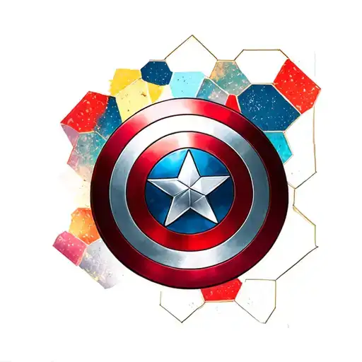 Captain America Shield With Hexagon Background