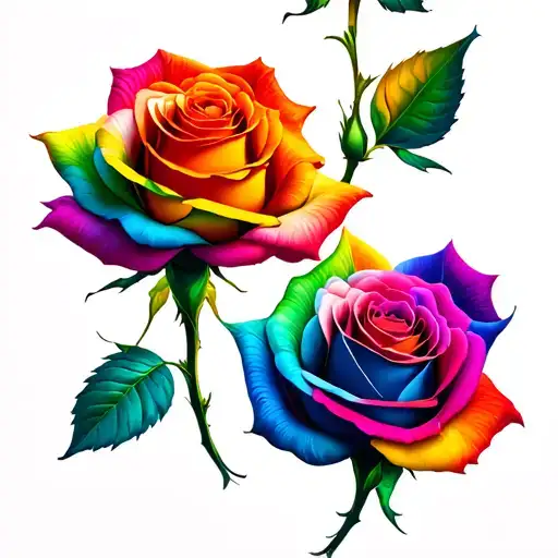 2 Rainbow Roses