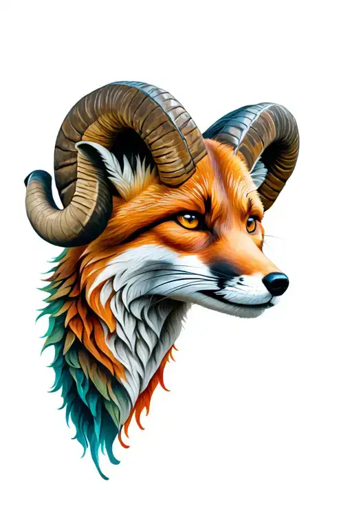 Ram Horns Combined With A Fox
