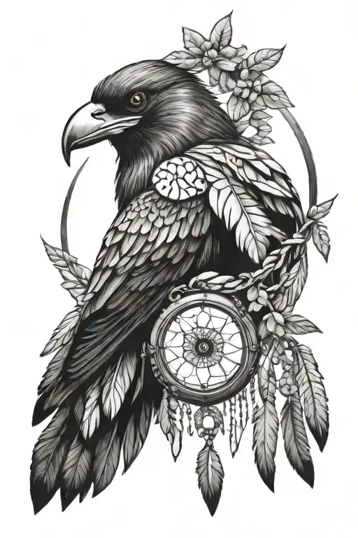 Chumash Crow With Dream Catcher