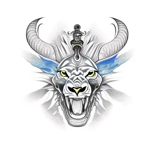 Lion Skull With Cobra