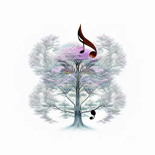 A Serene Forest With Musical Notes Floating In The Air