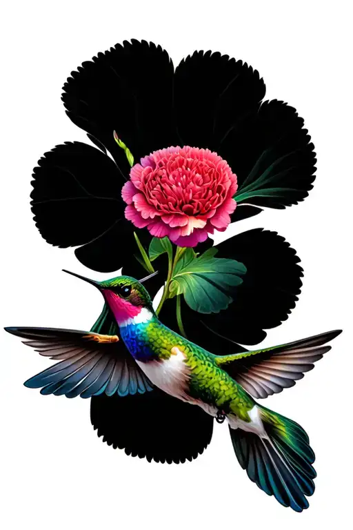 Carnation Flower Hummingbird Hovering