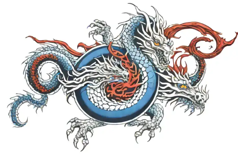 4 Dragon White Black Blue Red