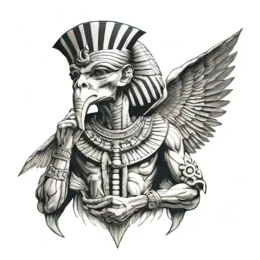 Create A Sketch Of A Tattoo Of The Egyptian God Thoth Based On Pictures From Pinterest