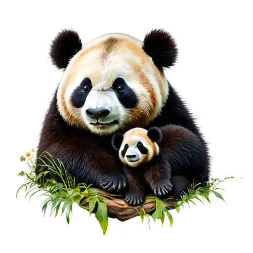 Mom Panda With 2 Cubs