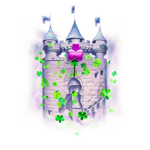 Broken Castle With Four Leaf Clover