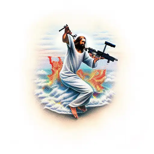 Jesus Shoot To Darwin With Gun