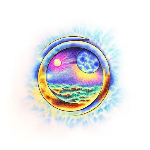 2 Suns With Crescent Moon