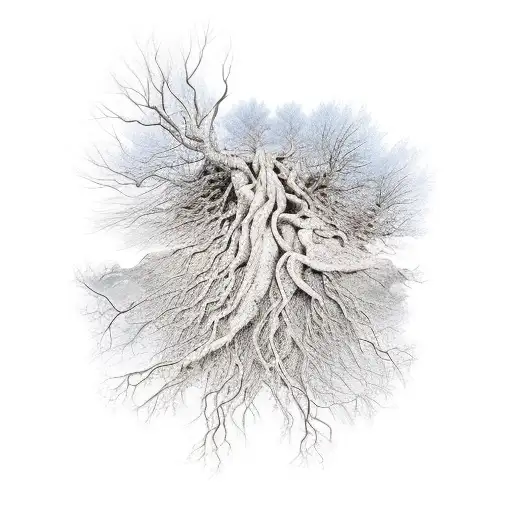 The Roots Of The Poplar Tree Wrapped Around The Sun