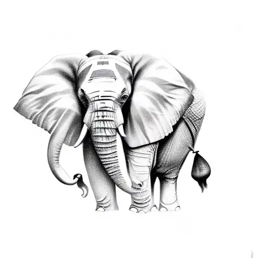 Elephant With Two Tusks
