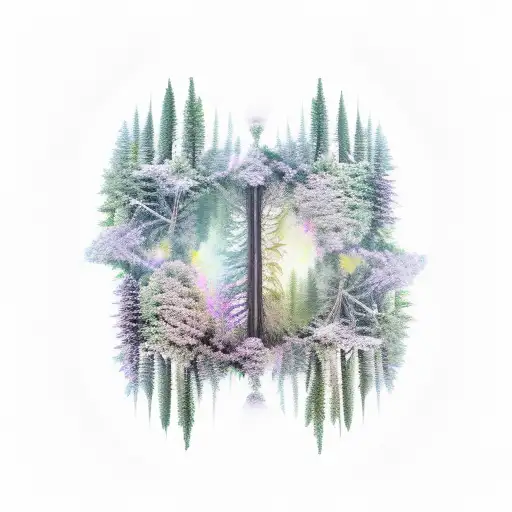 A Forest With Hidden Man And Adn From The Tree To The Sky