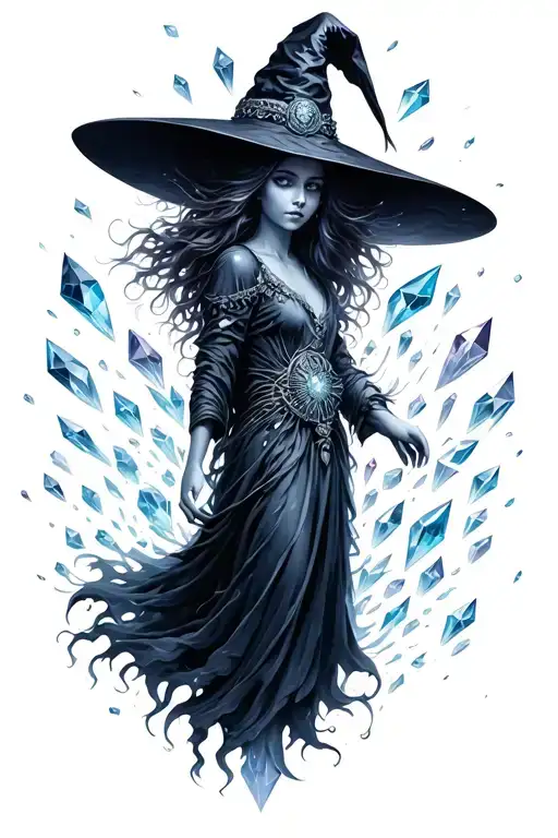 Zodiac Witch With Crystals Being Dispersed