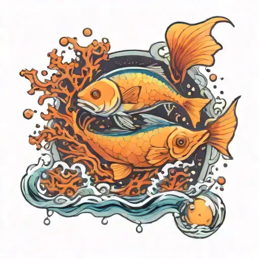 Flowing Water Withfish Jumping Out Of The Water