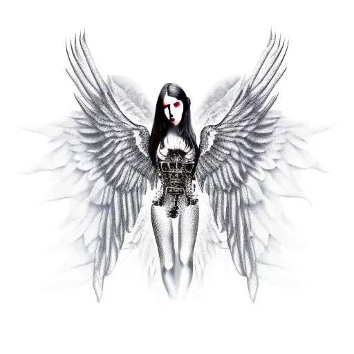Fallen Angel With Wings Burned Outthat Has Chains On Their Hands