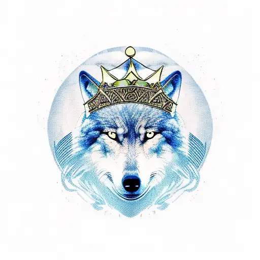 Head With One Side Aries The Other Side Wolf And With A Kings Crown