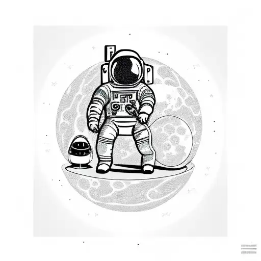 Astronaut Sitting On Moon Next To Boombox