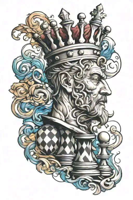 Chess King With Wisps Of Color