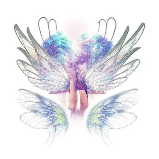 Set Of Overlapping Fairy Wings In A Downset Position