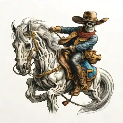 Skull Cowboy On Skeleton Horse
