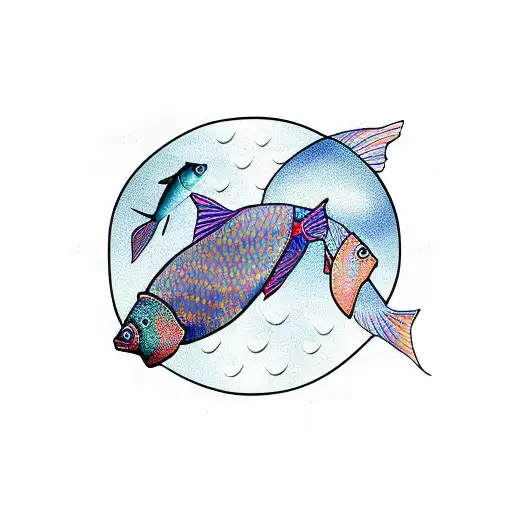 The Pisces Symbol Two Fish Swimming