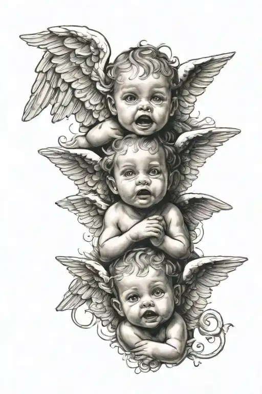 Three Cute Baby Angels See No Evil Speak No Evil Hear No Wvil