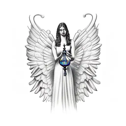 Angel Trying To Lift Up An Hour Glass