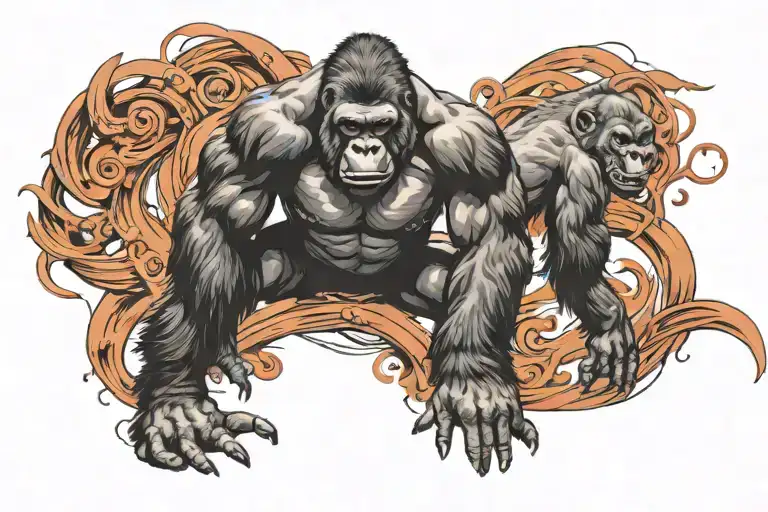 Full Body Gorilla Showing Strength Courage