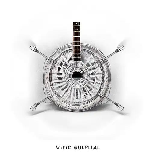 Carriage Wheel And Guitar