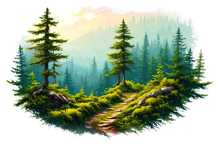 Hiking Trail Winding Through A Forest