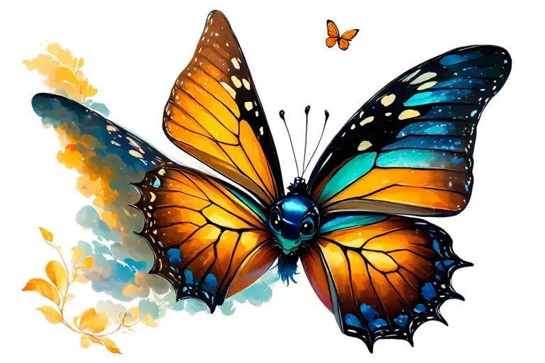 Stitch Ohana Looking Up At Heaven At A Butterfly Flying