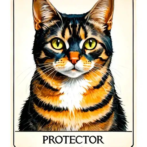 Tarot Card Of A Cat That Says Protector