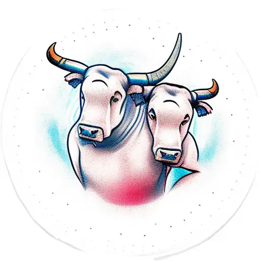 Bull And Man Doing Yoga