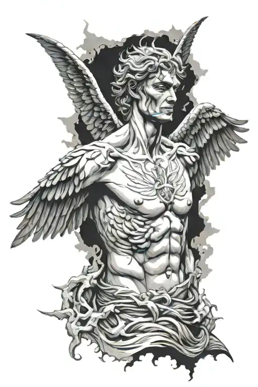 Nephilim With Wings Pointing Towrads The Sky One Wing Demon One Wing Angel