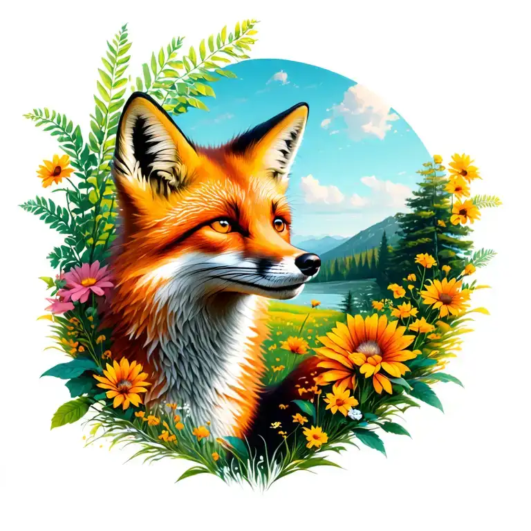 Summer Landscape With Fox